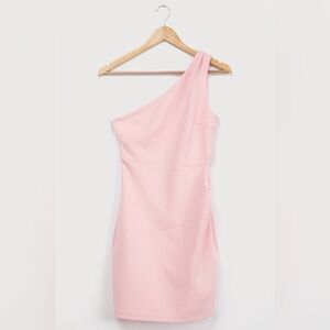 Lulu’s Pink One Shoulder “What About Tonight” Dress - Size XS